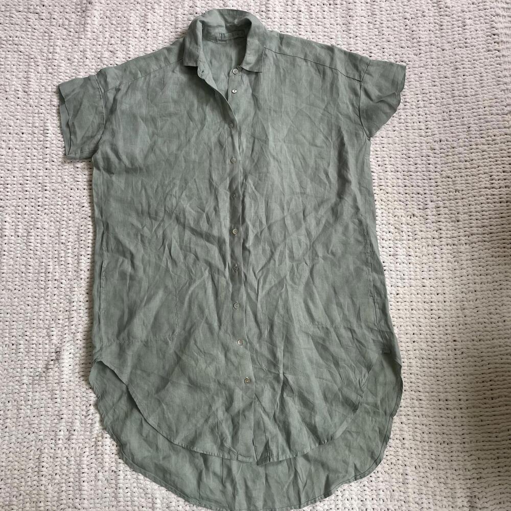 Cut Loose Women's Green Linen Button Dress - Size Small